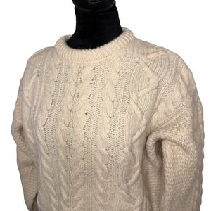 Women's Blarney Woolen Mills Ireland 100% Pure New Wool Sweater Chunky Ivory XS